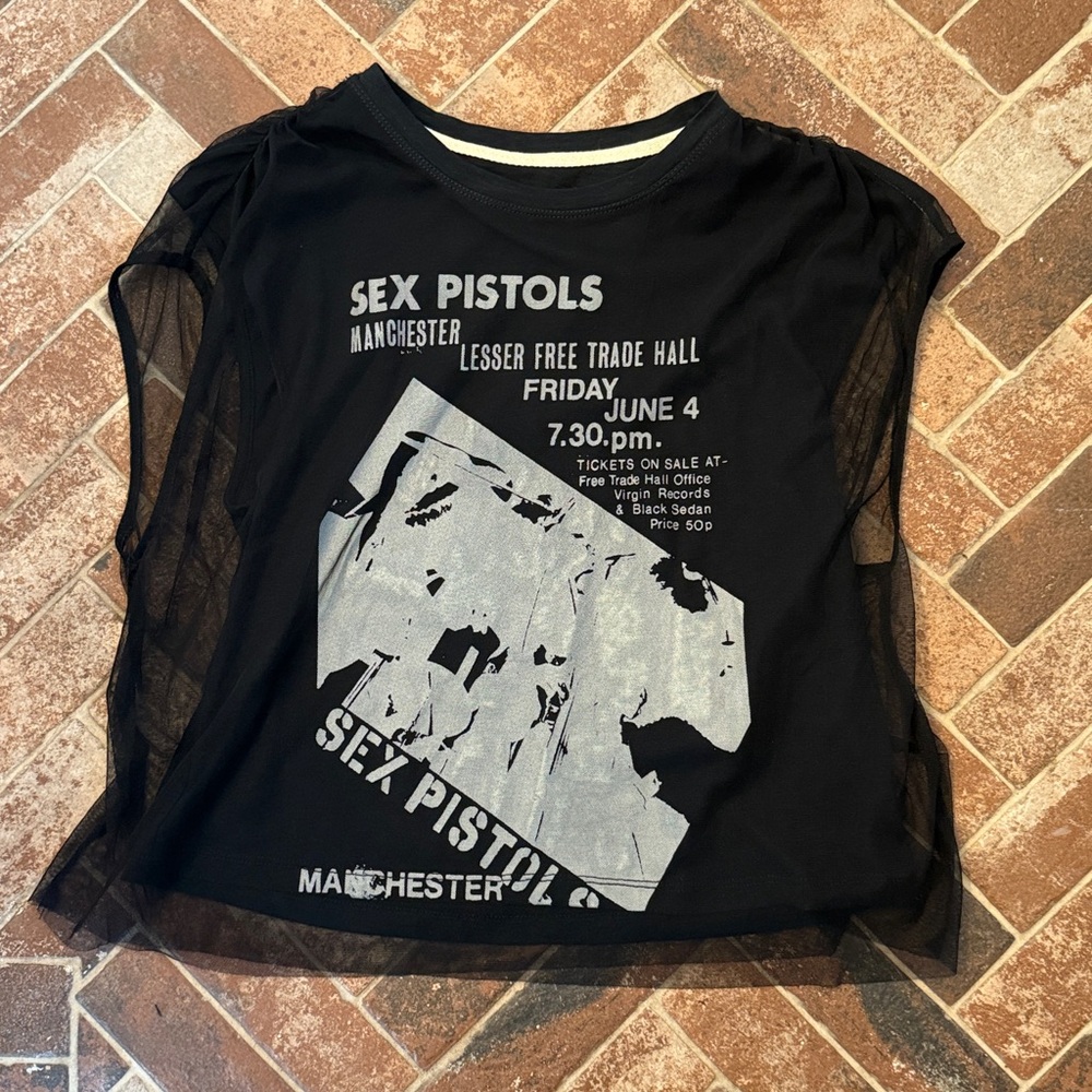 Anthropologie Pilcro Black Graphic Mesh Tee